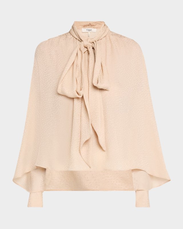 Bow-Neck Batwing-Sleeve Top